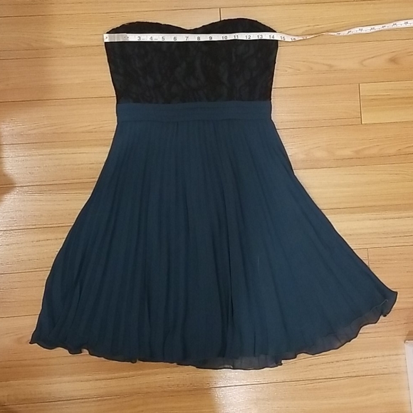 Strapless Empire Waist Plated Chiffon Dress - Picture 2 of 7